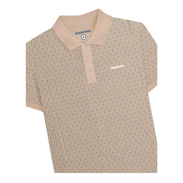Lambretta Lambretta Men's AW24 Geometric Polo Shirt in Stone - 3