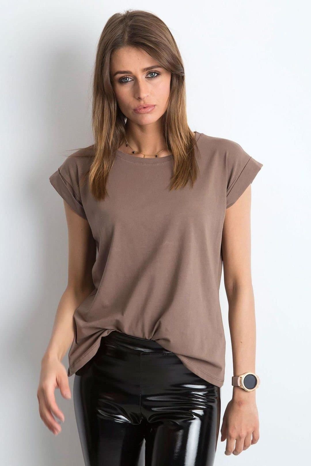 Love Lace Love Lace Women's Everyday Straight Cut Round Neck T-Shirt in Brown