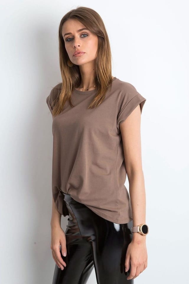 Love Lace Love Lace Women's Everyday Straight Cut Round Neck T-Shirt in Brown - 2