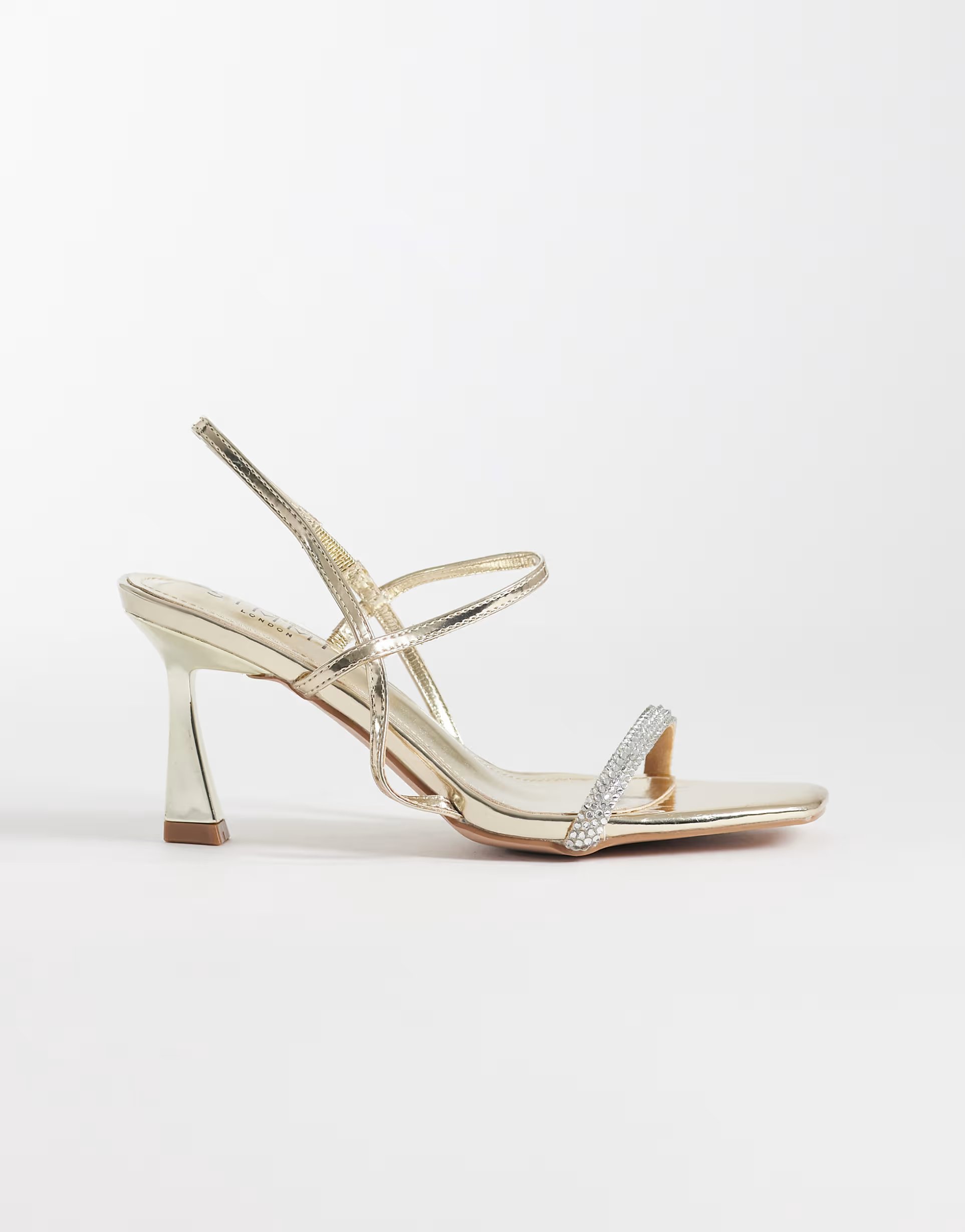 ASOS Simmi London Gillespie Wide Fit high heeled sandals in gold mirror - 1