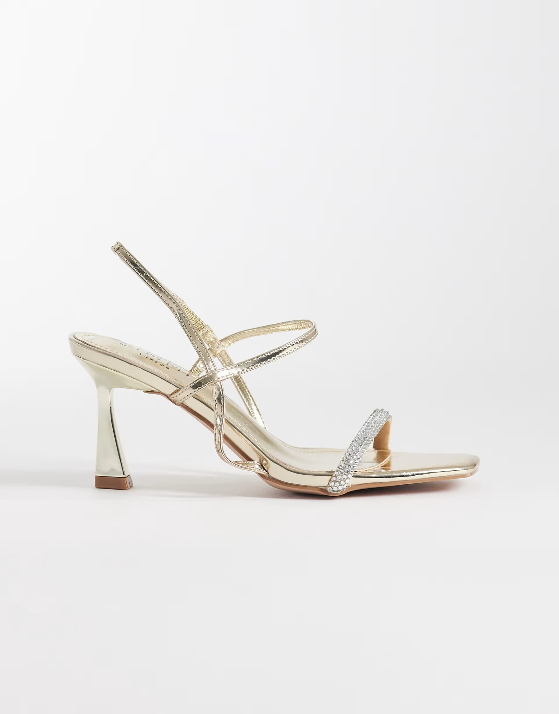 ASOS Simmi London Gillespie Wide Fit high heeled sandals in gold mirror