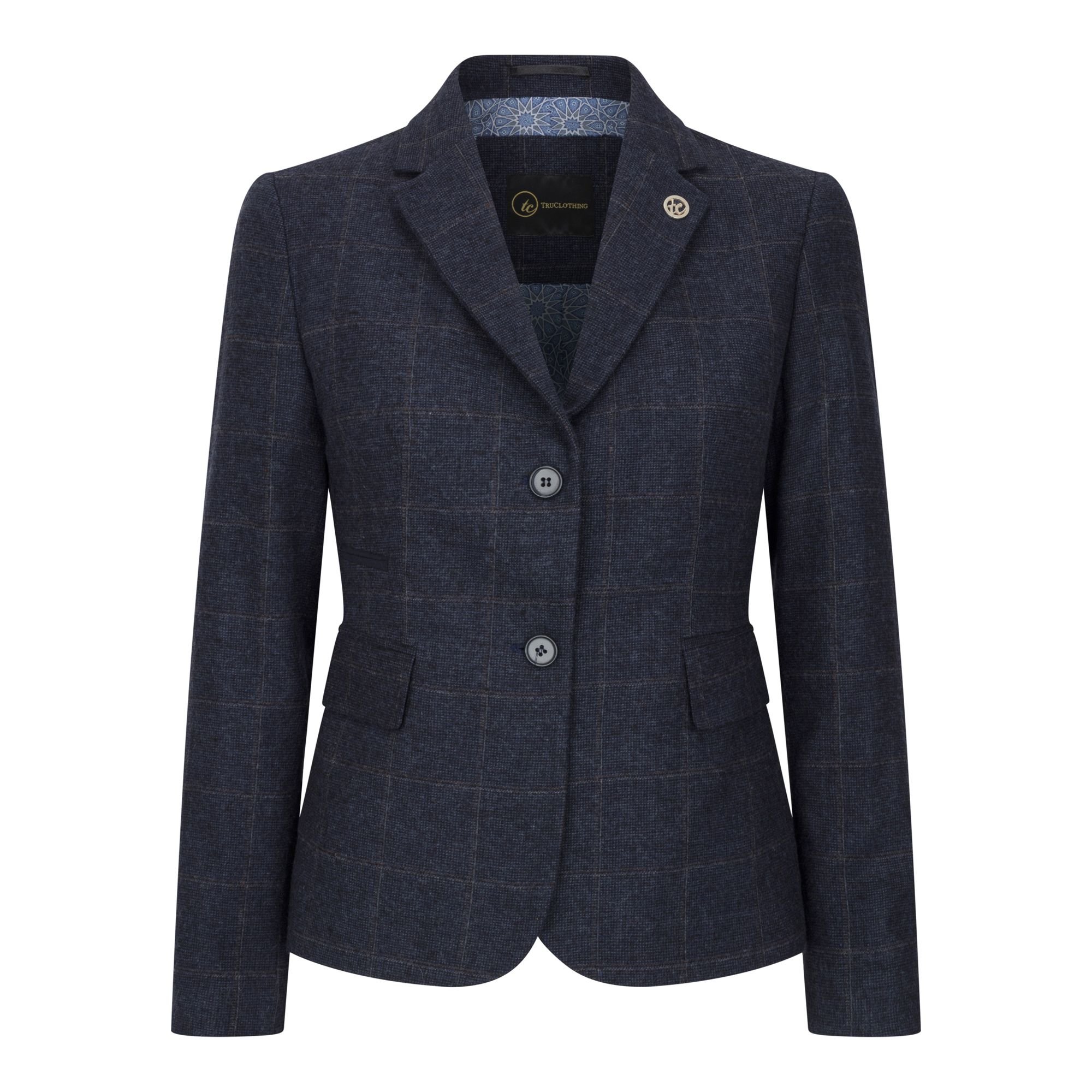 Infinity Leather Infinity Leather Women's Tailored Fit Tweed Formal Blazer in Blue - 3