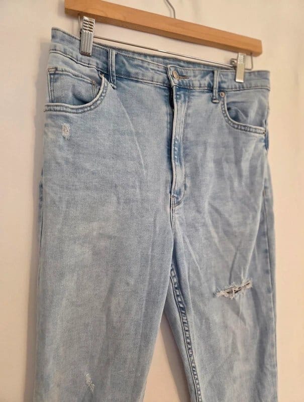 Bershka Light Blue Distressed Skinny Jeans - Size 14