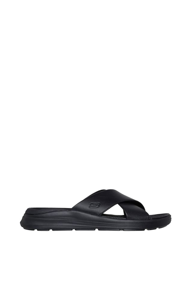 Skechers Skechers Men's SARGO Open Tie Crossed Strap Leather Sandal in Black - 2