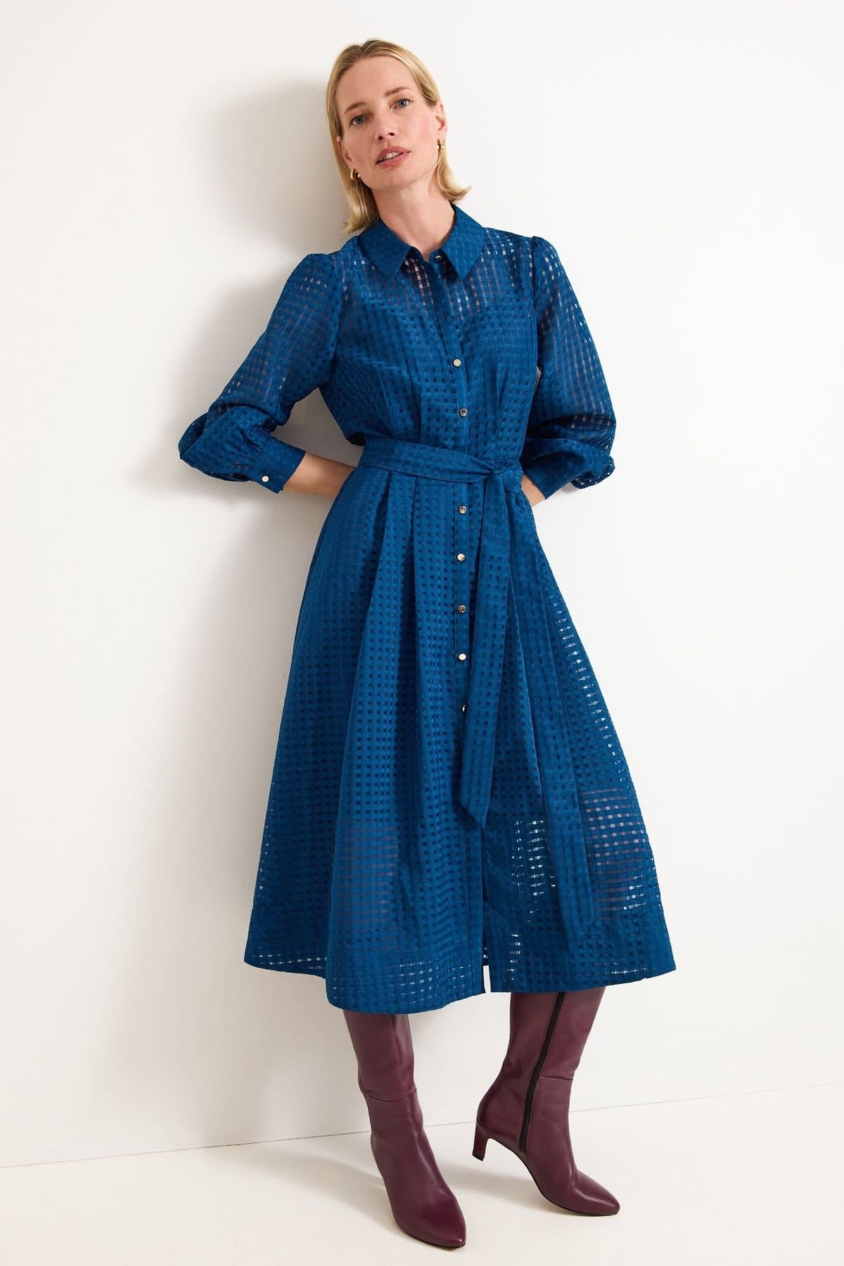 Phase Eight Phase Eight Women's Natalie Long Sleeve Midi Dress in Cobalt