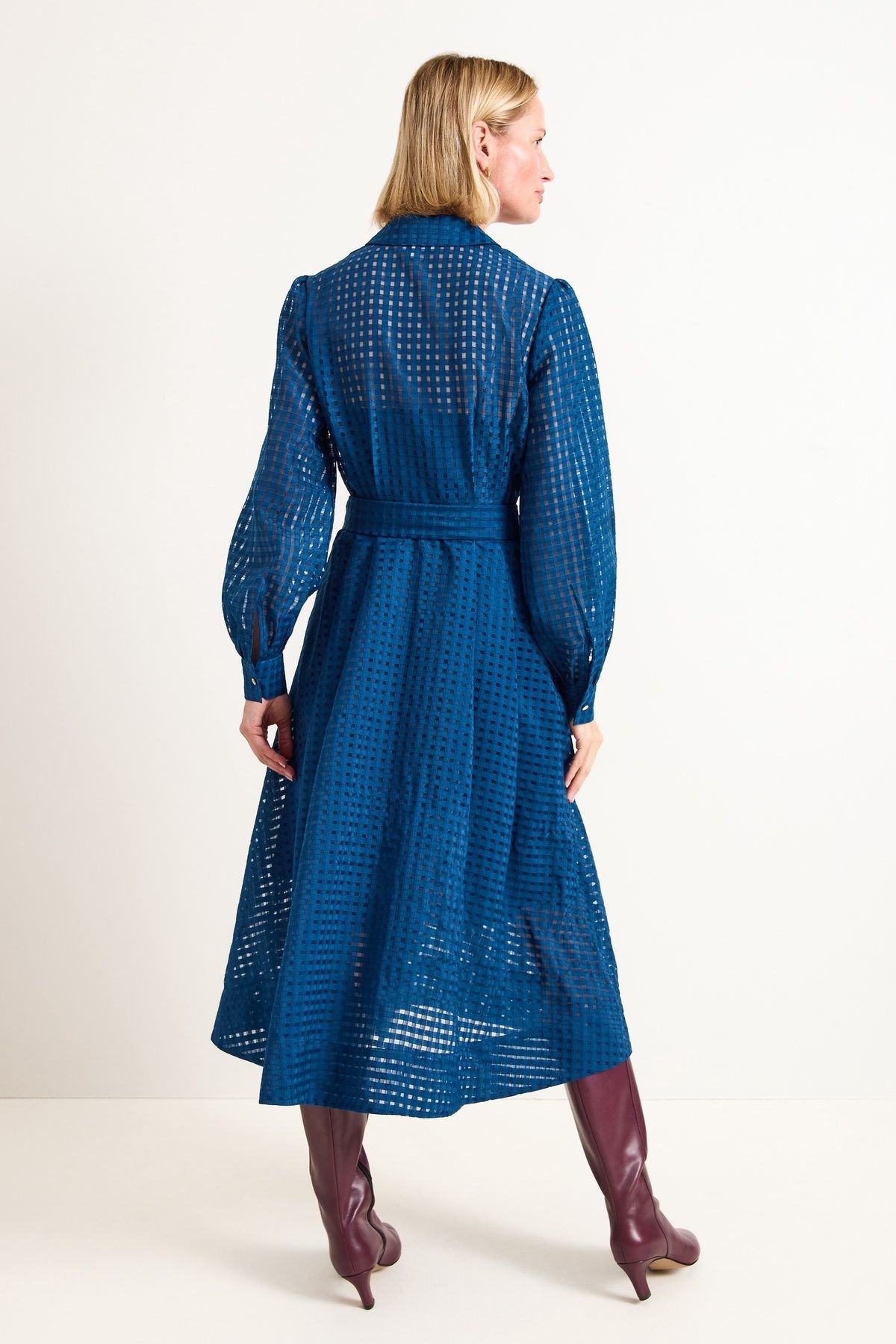 Phase Eight Phase Eight Women's Natalie Long Sleeve Midi Dress in Cobalt - 3