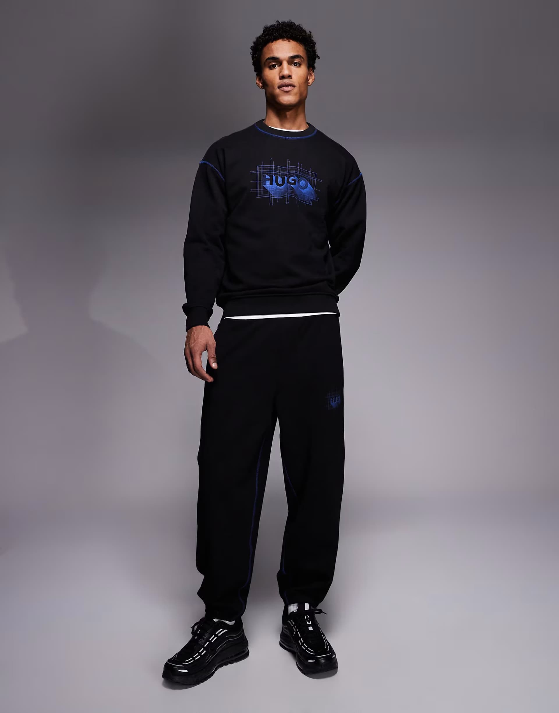 ASOS HUGO BLUE Notharos co-ord graphic logo joggers in black