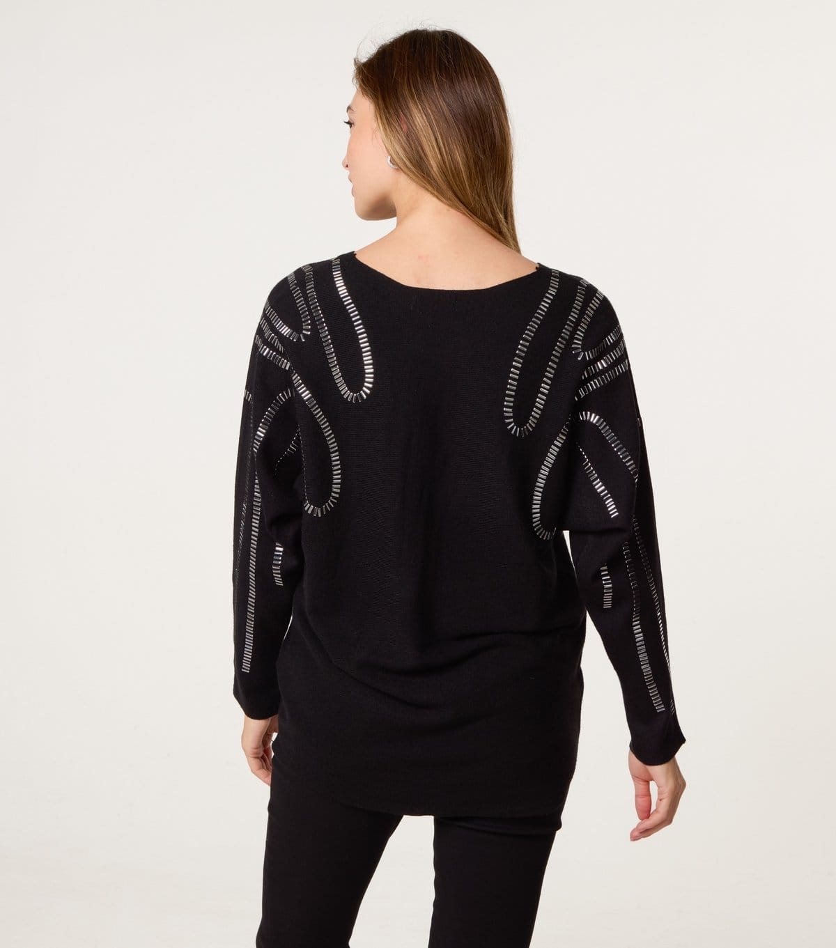 Blue Vanilla Women's Black Embellished Jumper Blue Vanilla New Look - 4