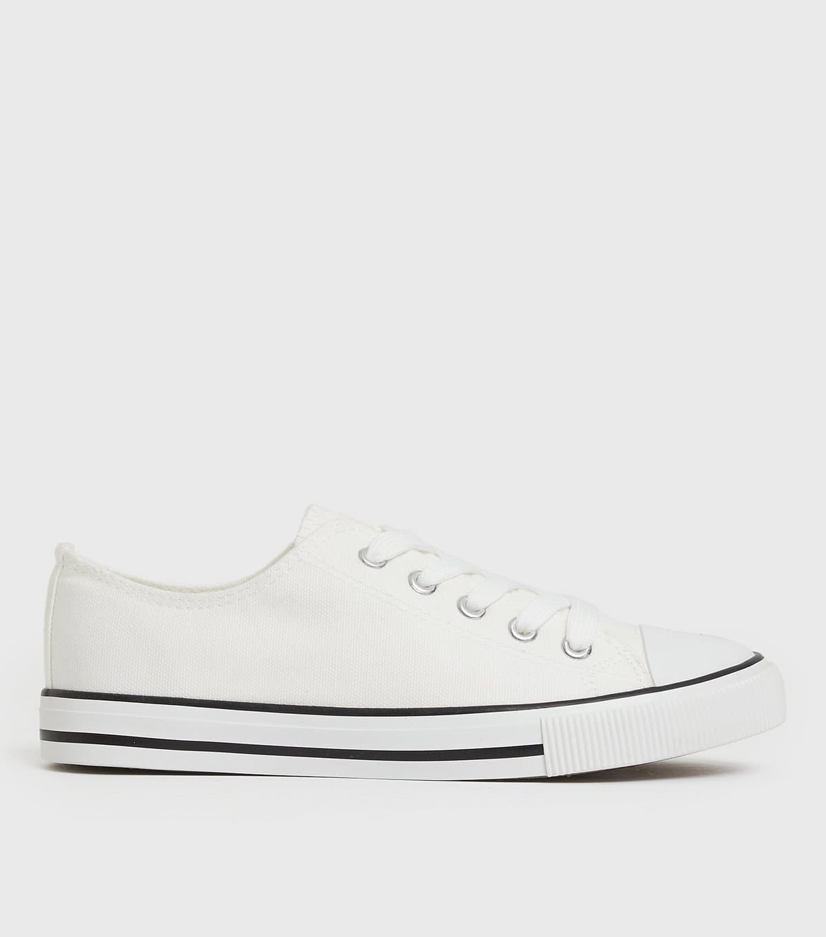 New Look New Look White Stripe Canvas Lace-Up Trainers