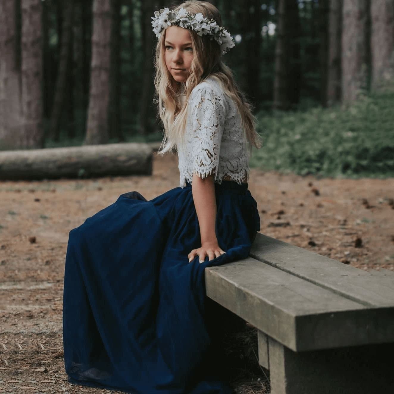 UK Flower Girl Boutique UK Flower Girl Boutique Navy Blue Flower Girl Set