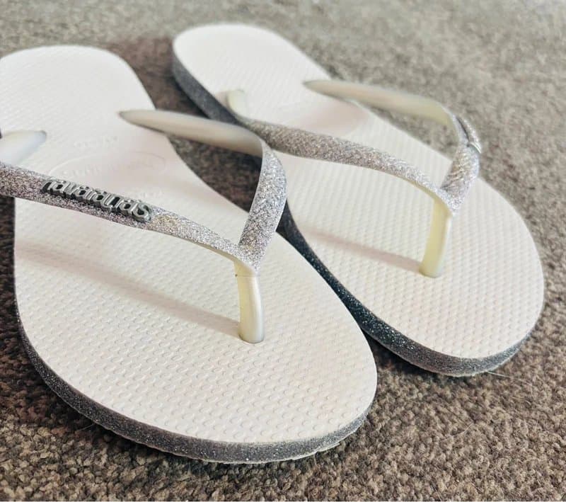 Havaianas Havaianas silver glitter sparkle sandals wedding hen do 37/38 party beach holiday 4/5 same day post