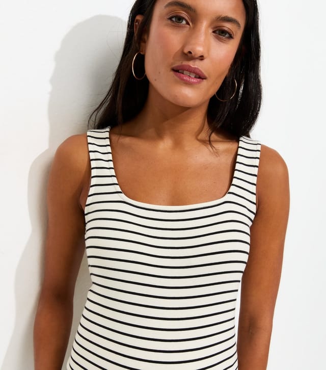 New Look Women's Maternity White Stripe Square Neck Neck Midi Dress New Look - 3