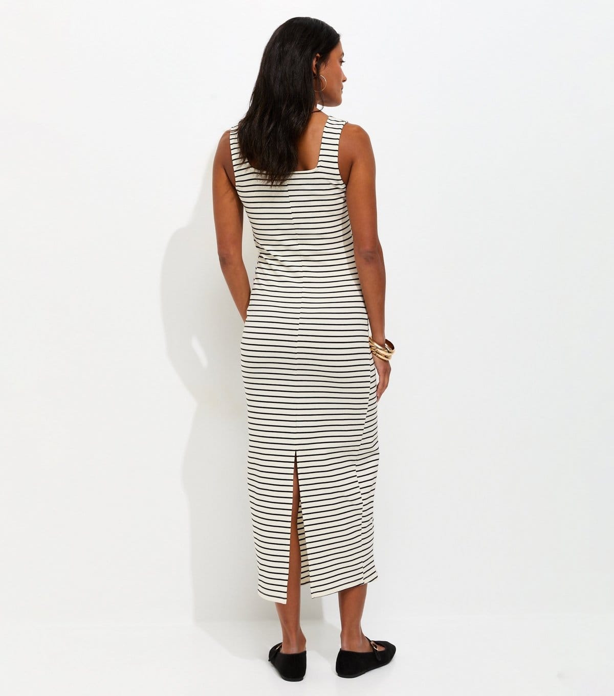New Look Women's Maternity White Stripe Square Neck Neck Midi Dress New Look - 4