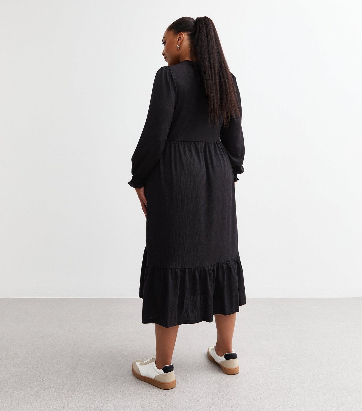 New Look Women's Plus Size Black Crinkled Midi Smock Dress Curves New Look - 4