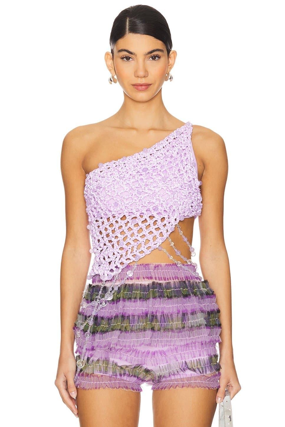 revolve Diagonal Crochet Beaded Top