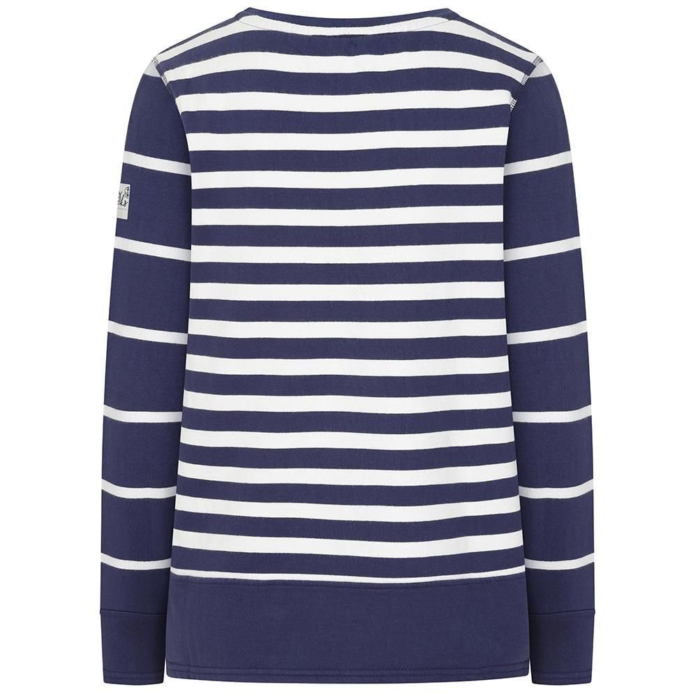 Lazy Jacks Lazy Jacks Women's Striped Crew Neck Sweatshirt in Dark Blue - 2