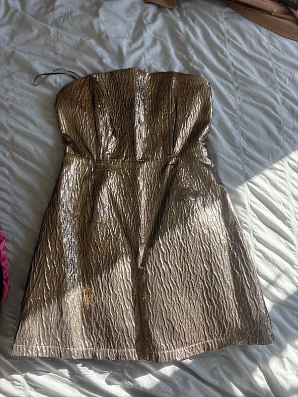 New Look New look gold strapless dress