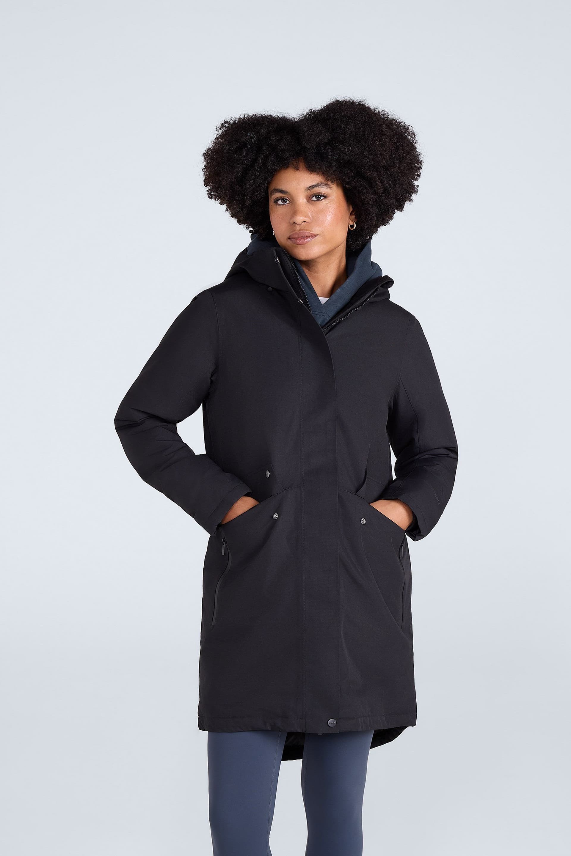 Animal Animal Women's 'Lisbon' Waterproof Warm Fleece Lined Adjustable Hood Full Zip Jacket in Black