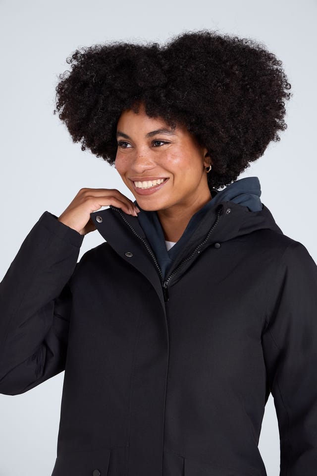 Animal Animal Women's 'Lisbon' Waterproof Warm Fleece Lined Adjustable Hood Full Zip Jacket in Black - 3