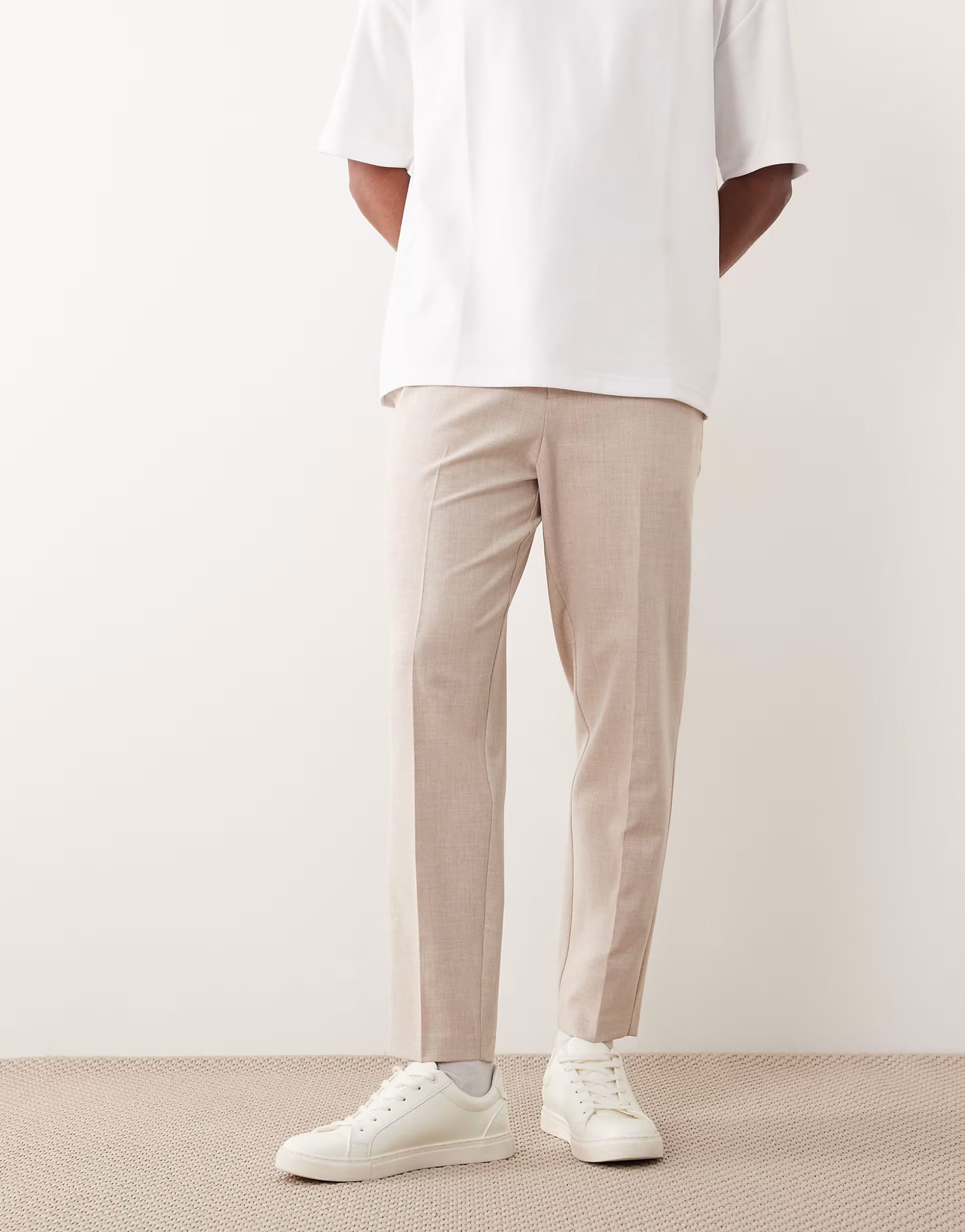 ASOS Beige Stretch Tapered Trousers