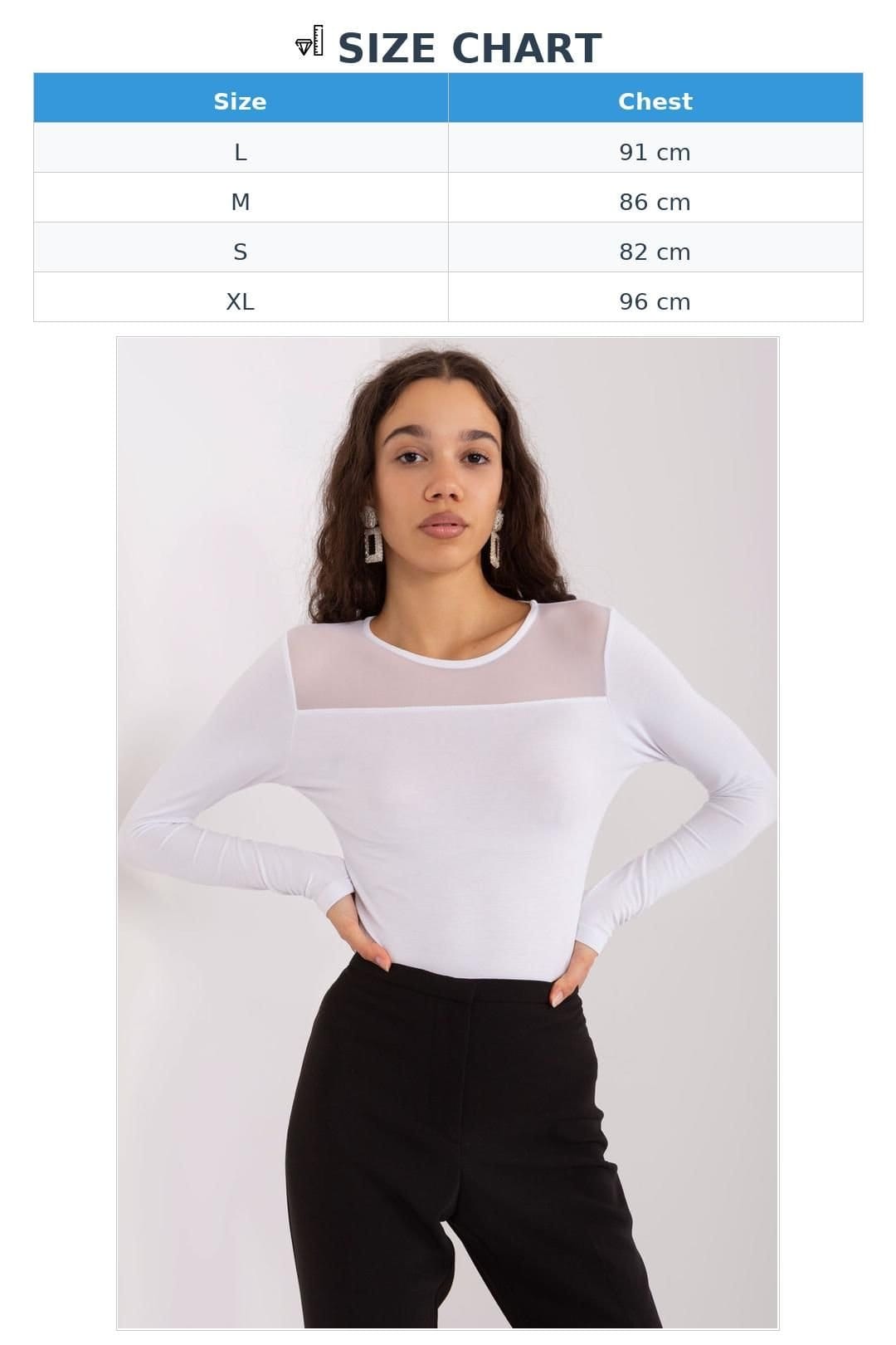 Love Lace Love Lace Women's Elegant Viscose Long Sleeve Round Neck Blouse in White - 4