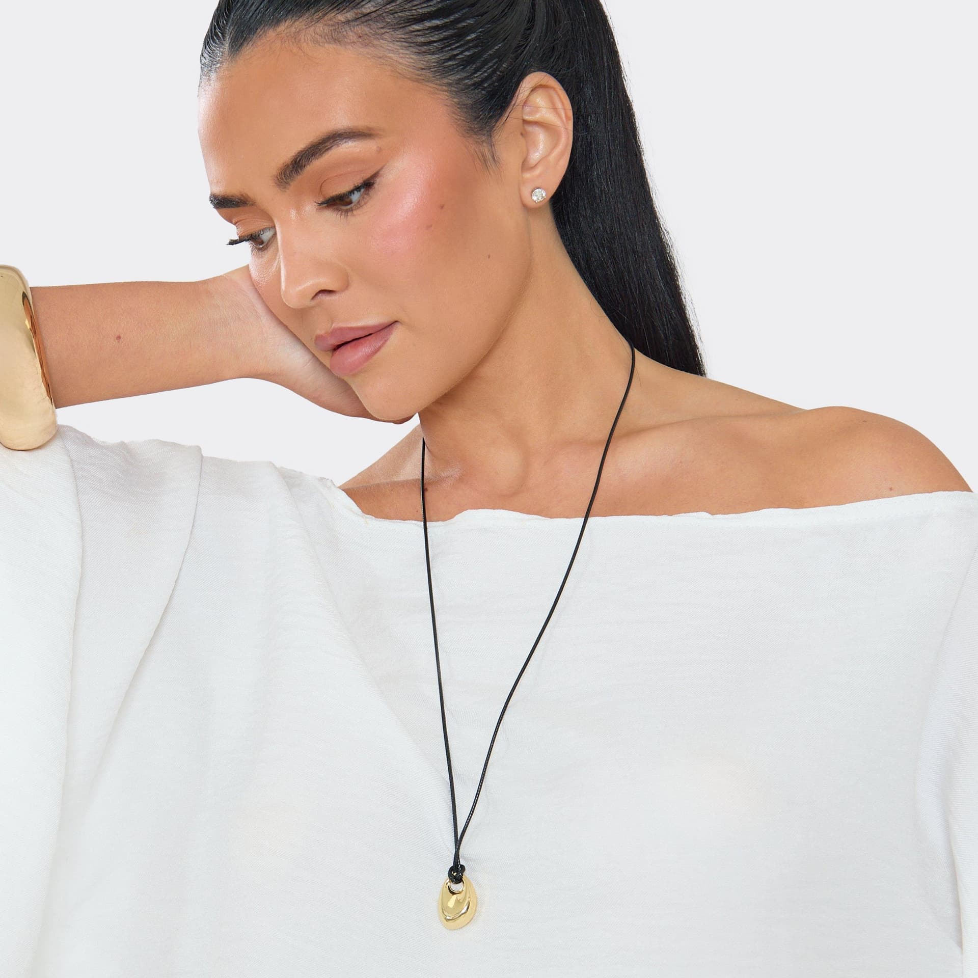 EGO EGO Gold Shaped Pendant Long Rope Necklace, Women's Size UK 0