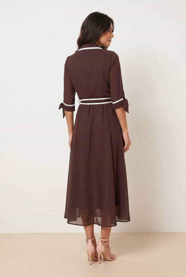 Style Cheat Style Cheat Women's Tipped Daphne Dress in Brown - 3