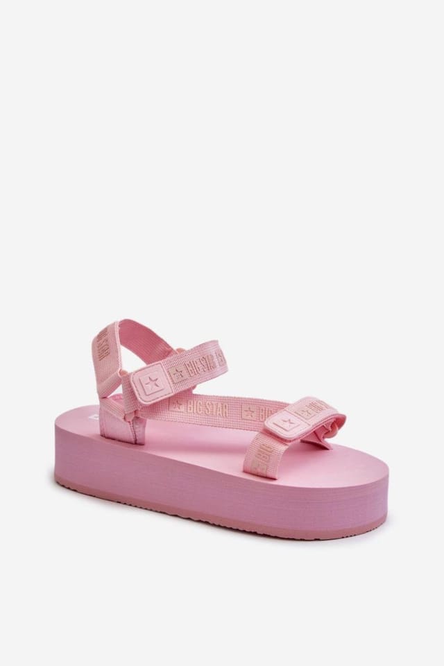 Love Lace Love Lace Women's Big Star Step In Style Platform Velcro Sandals for Summer in Pink - 2