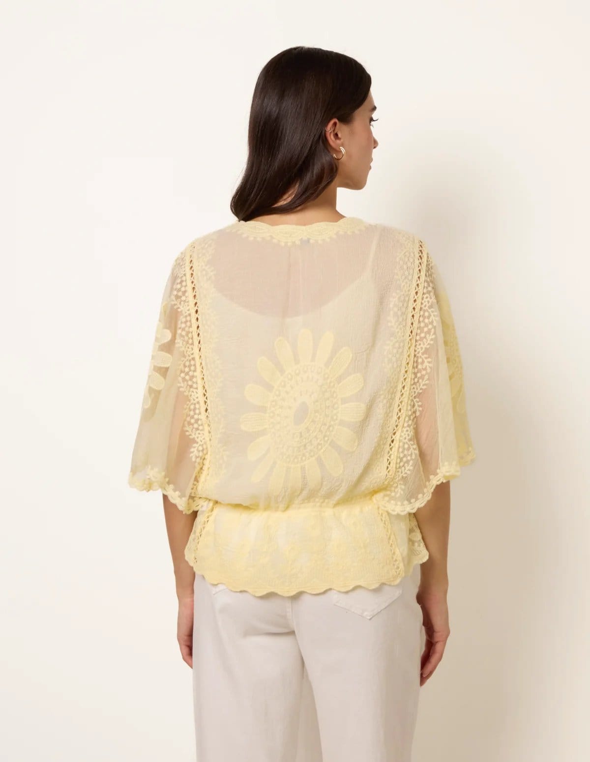 Blue Vanilla Sun Flower Lace Sleeve Blouse - 4