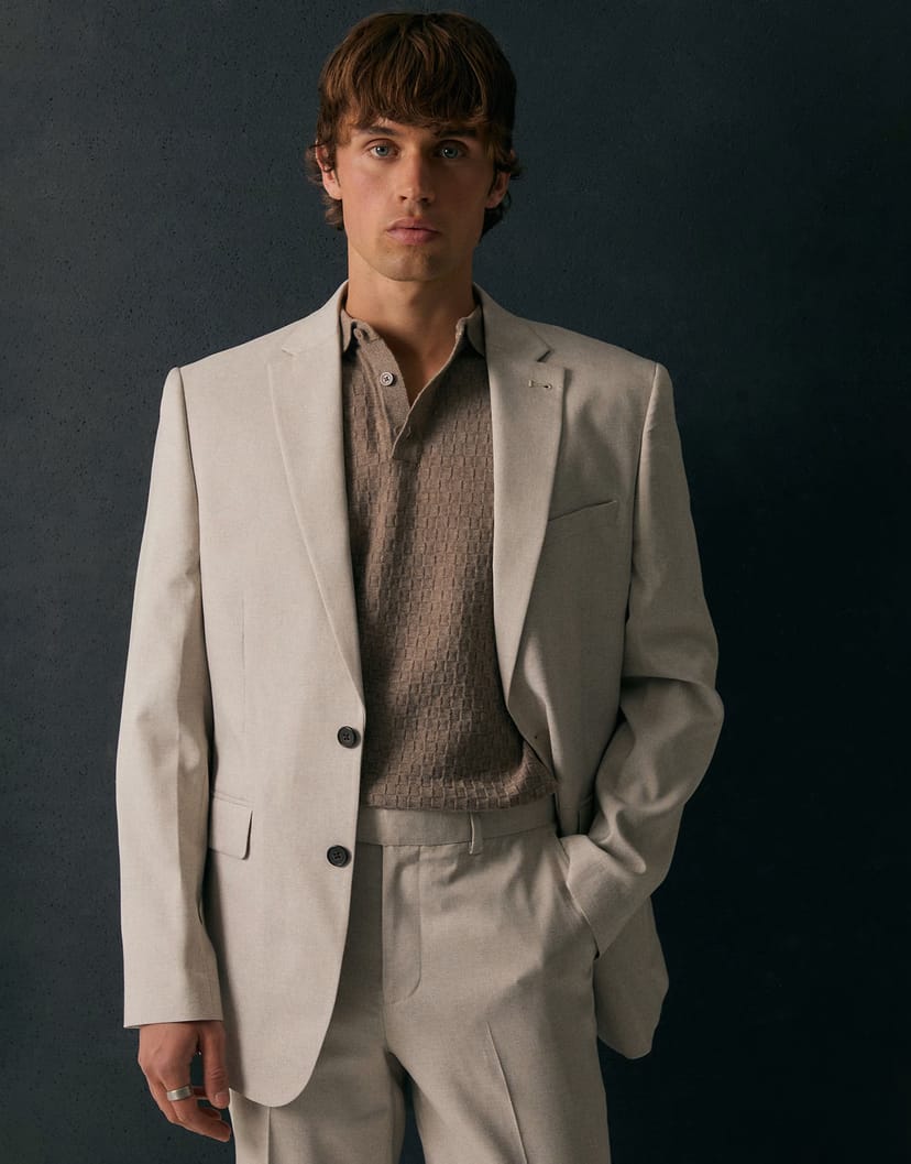 ASOS Threadbare Regular fit single breasted lightweight blazer in stone - 1