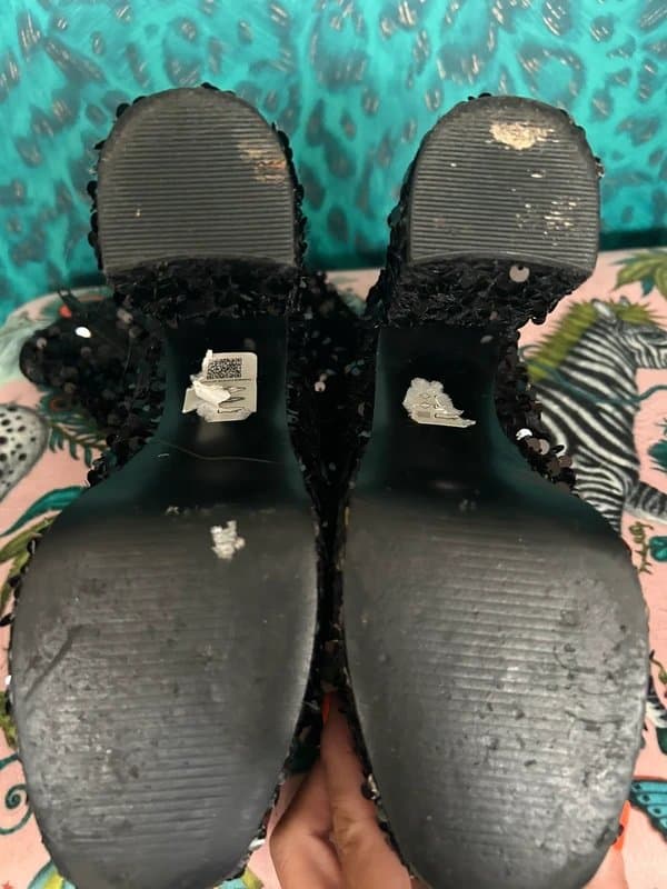ASOS Black sequin platform boots above ankle size 4 ASOS