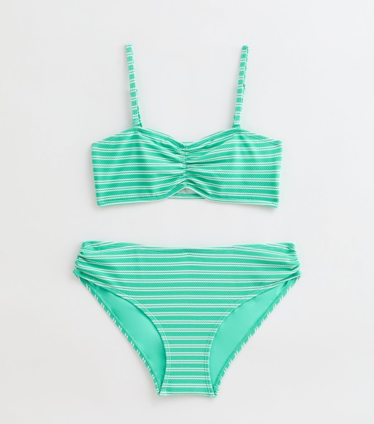 New Look New Look Green Textured Striped Bikini Set