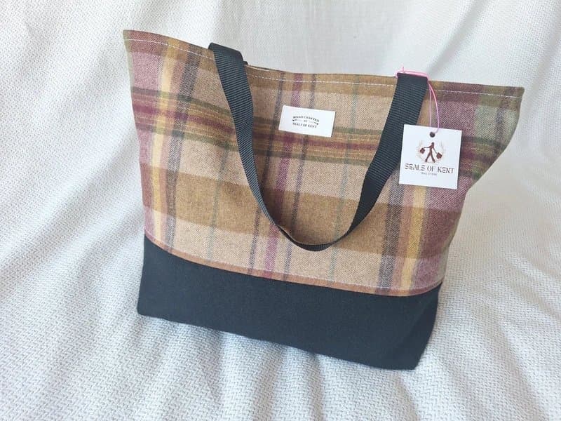 Seals of Kent Handmade tartan tote bag