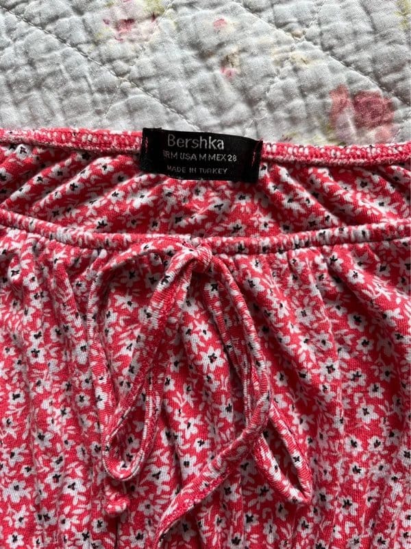 Bershka Red Floral Mini Dress