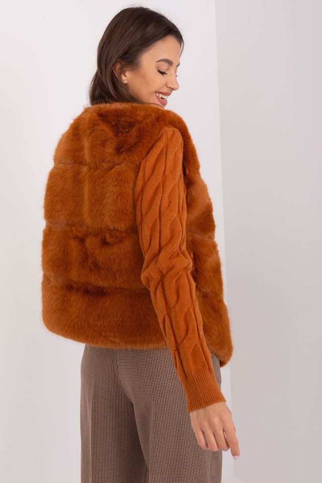 Love Lace Love Lace Women's Soft Warm Faux Fur Vest with Pockets in Brown - 3