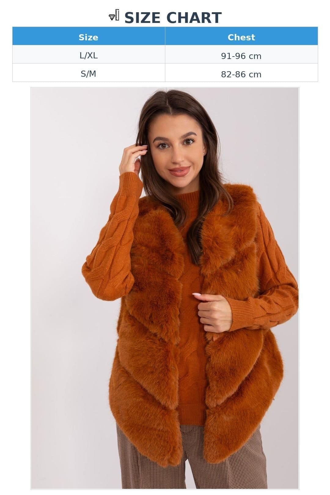 Love Lace Love Lace Women's Soft Warm Faux Fur Vest with Pockets in Brown - 4