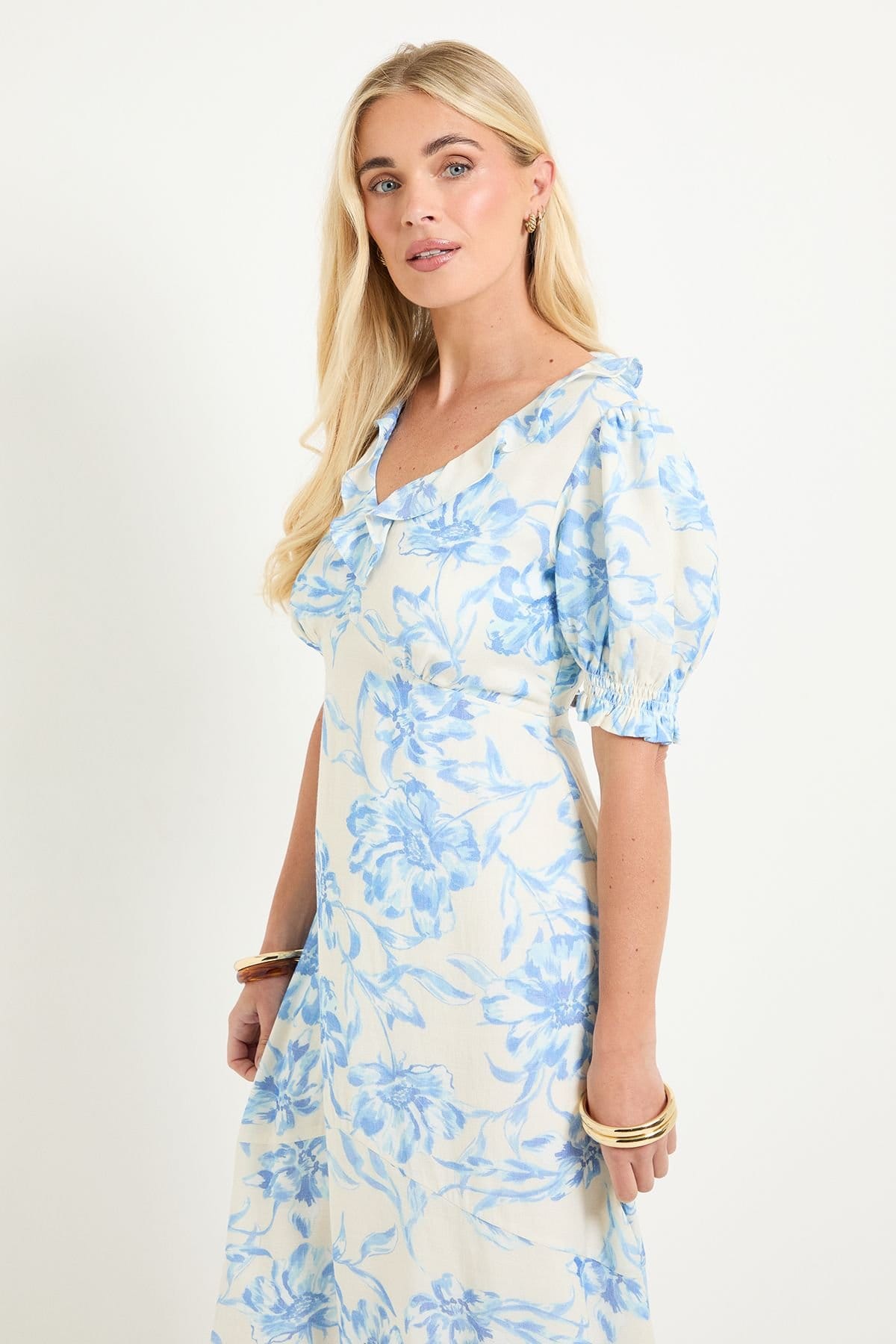 Wallis Wallis Women's Petite Summer Floral Tea Dress in Ivory - 4
