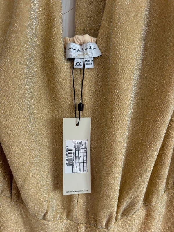 Never Fully Dressed Never Fully Dressed Gold Sparkle Halter Neck Wide Leg Jumpsuit Size XXL Brand New w Tags