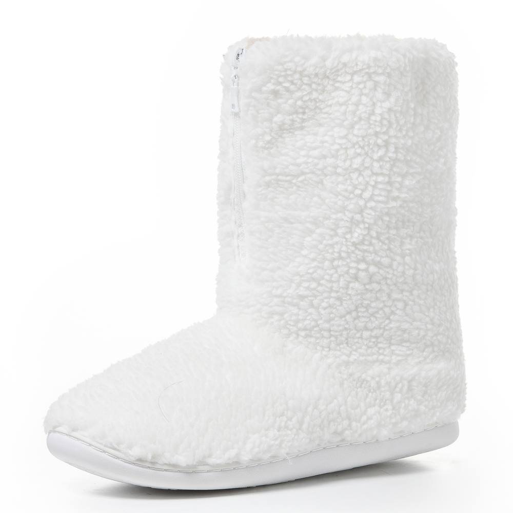 Viva VIVA Polar Men's Anti-Slip Memory Foam Indoor Soft Sherpa Slipper Boots in White - 2