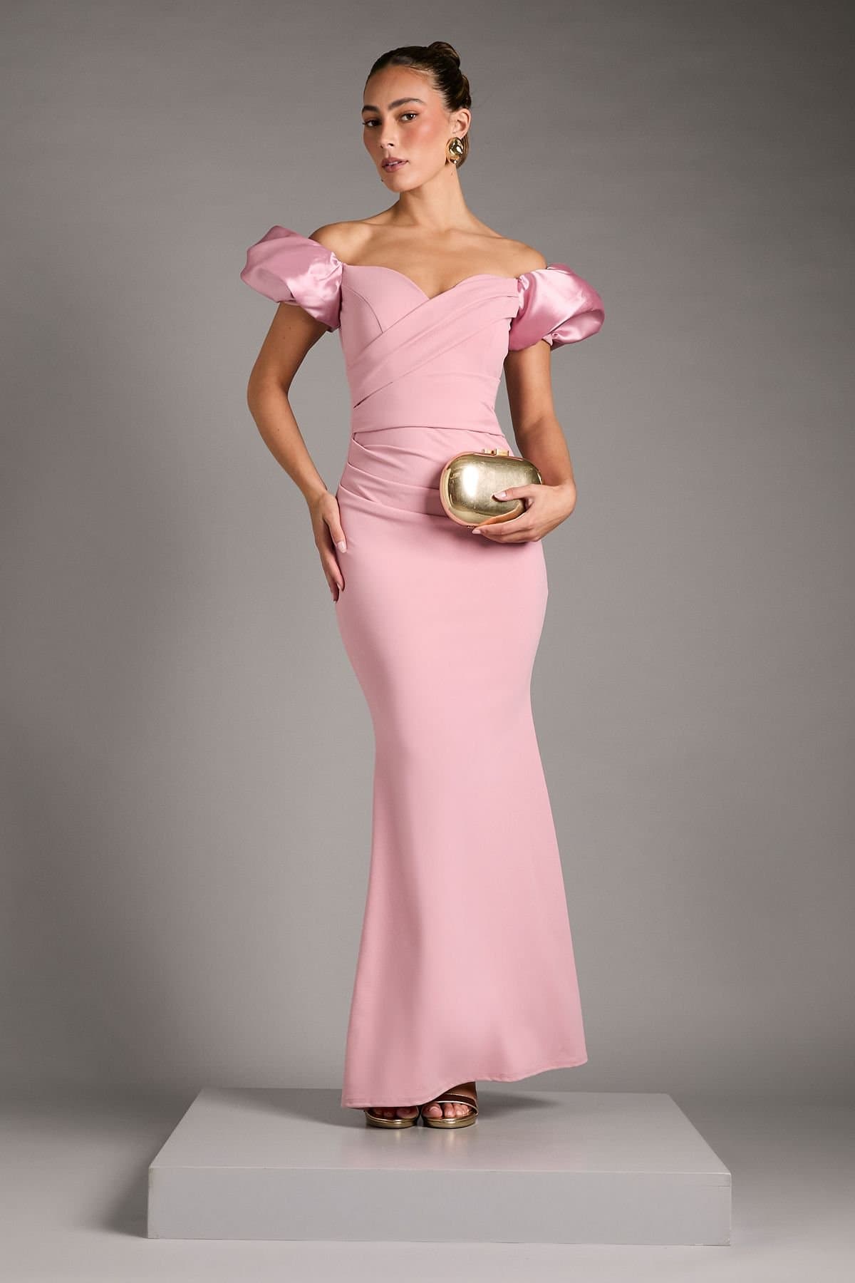 Coast Coast Women's Volume Sleeve Scuba Maxi Dress in Blush