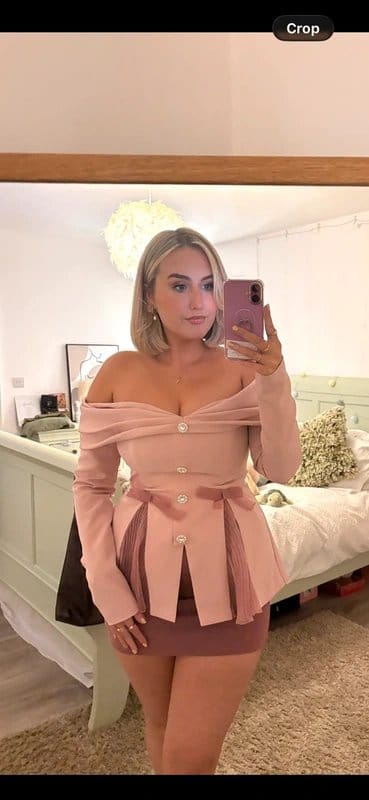 ASOS Luxe Rose Organza Off-the-Shoulder Tailored Blazer