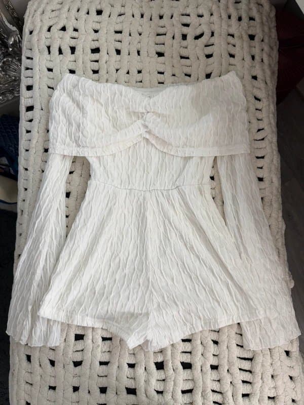Bershka White off shoulder jumpsuit