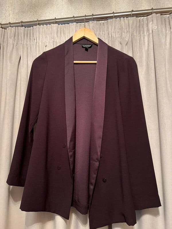 Topshop Purple Satin Double-Breasted Blazer