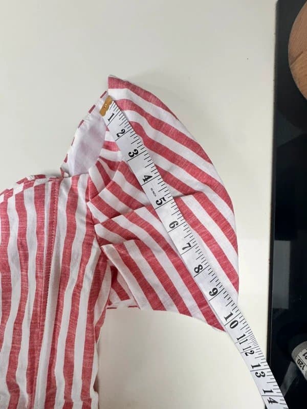 Topshop Vintage Topshop UK 10 Pink Red White Stripe Bardot Puff Sleeve Crop Top UK 10 Linen Look Summer