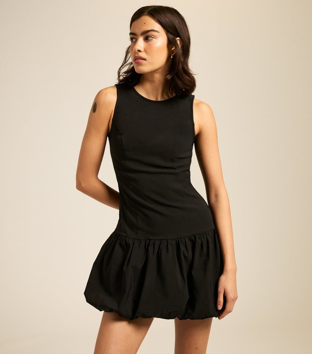 New Look New Look Black Sleeveless Puffball Micro Mini Dress