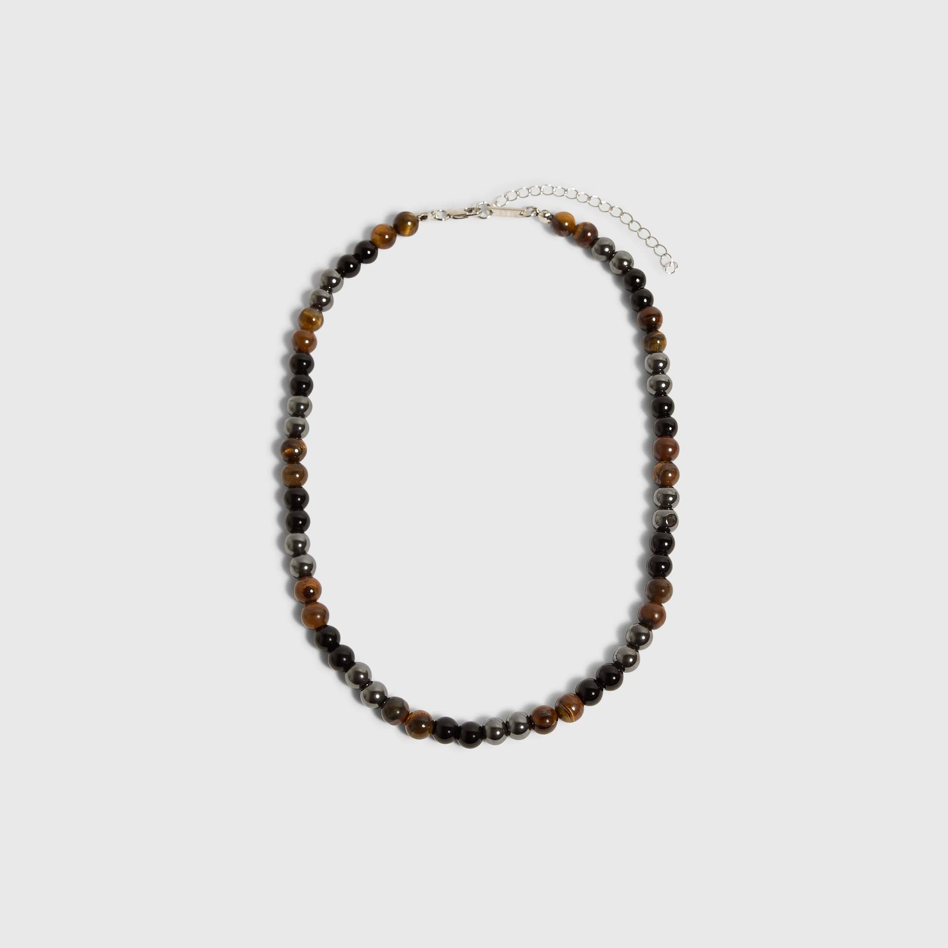 River Island Mens River Island Black Tigers Eye Necklace