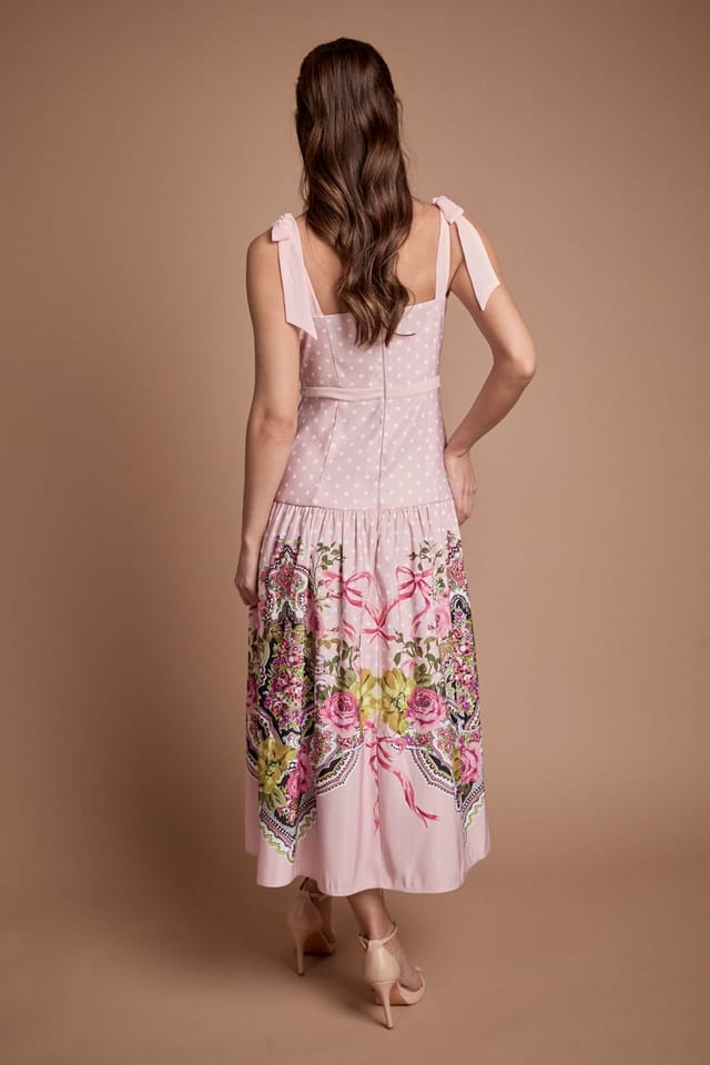 Oasis Oasis Women's Bow Detail Dropped Waist Midi Dress in Pink - 3