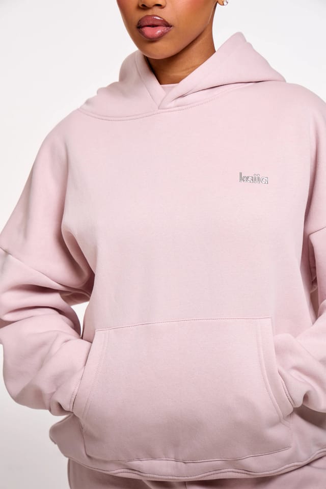 Kaiia Kaiia Chrome Logo Oversized Hoodie Pale Dusty Lilac - 2
