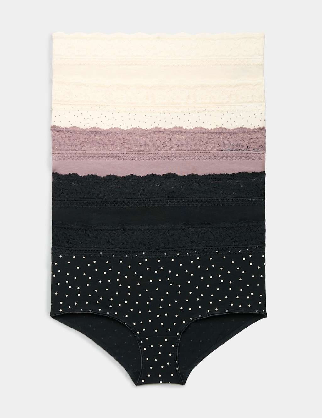 Marks & Spencer M&S 5pk Cotton Lycra® & Lace High Rise Short Praline