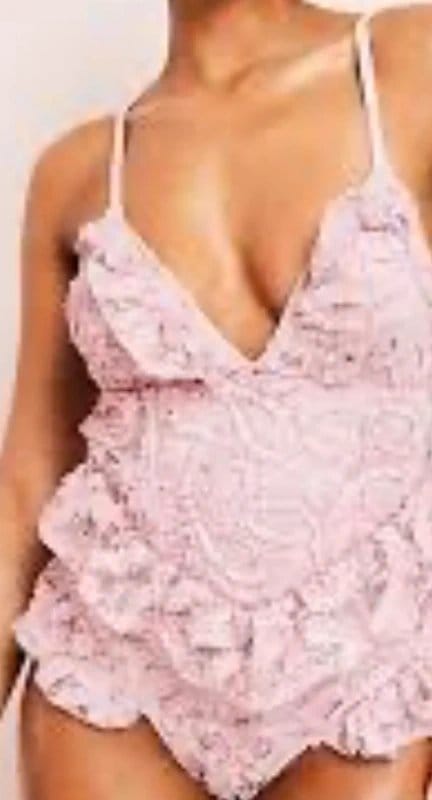 ASOS Luxe Pink Ruffle Swimsuit UK14
